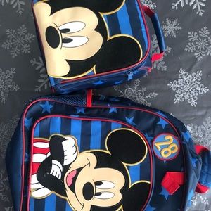 Mickey mouse backpack and luchbox